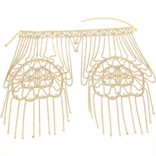 Copper Alloy Shoulder Chains golden fashion jewelry & for woman & with rhinestone plated Sold By PC