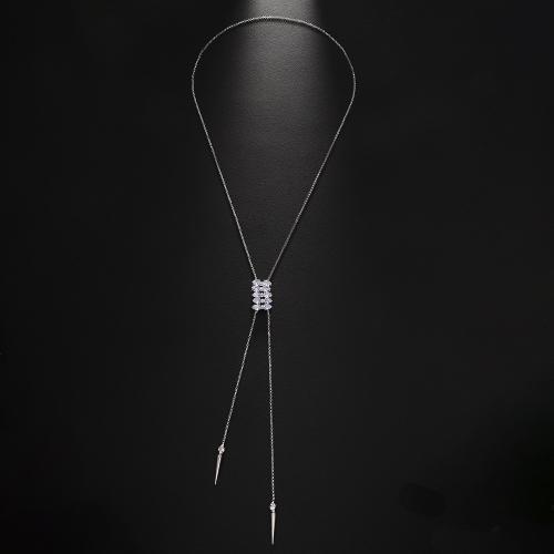 Messing halskettingen, Koper legering, plated, mode sieraden & voor vrouw & met strass, meer kleuren voor de keuze, Verkocht door PC