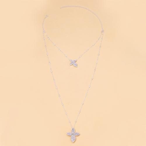Messing halskettingen, Koper legering, plated, mode sieraden & voor vrouw & met strass, meer kleuren voor de keuze, Verkocht door PC