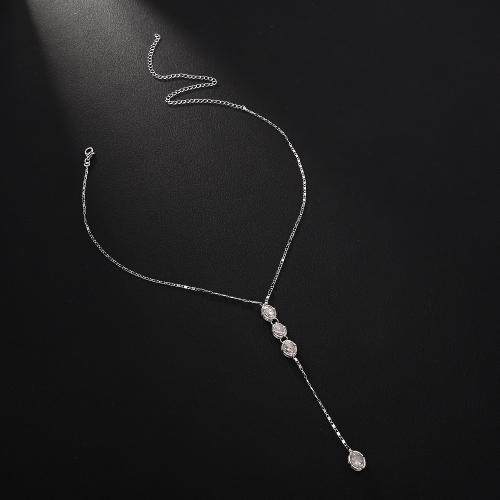 Messing halskettingen, Koper legering, plated, mode sieraden & voor vrouw & met strass, meer kleuren voor de keuze, Verkocht door PC
