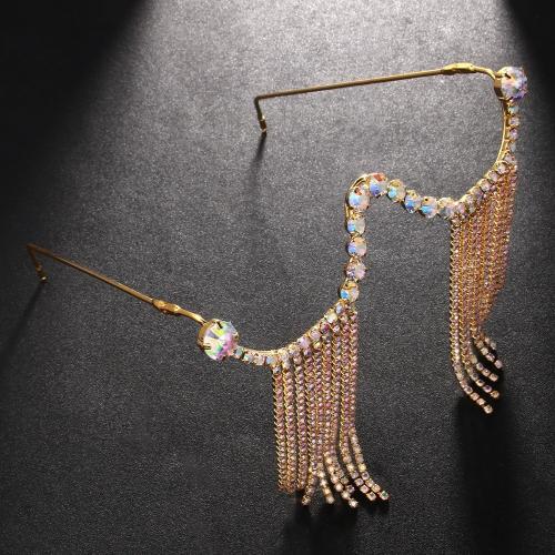  Copper Alloy Eyewear Frame golden fashion jewelry & for woman & with rhinestone plated Sold By PC