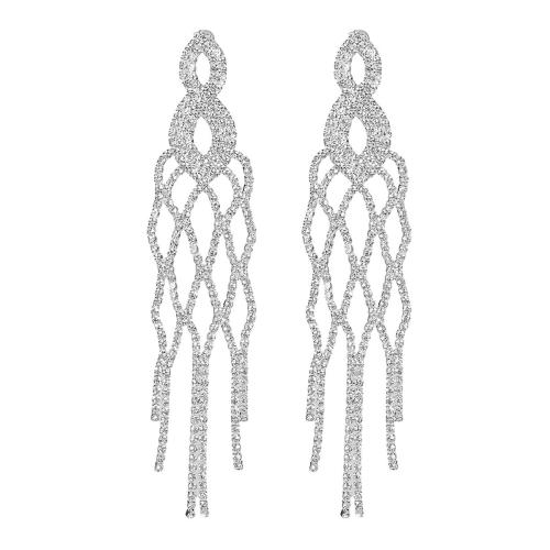 Brass Drop Earring fashion jewelry & for woman & with rhinestone Sold By Pair