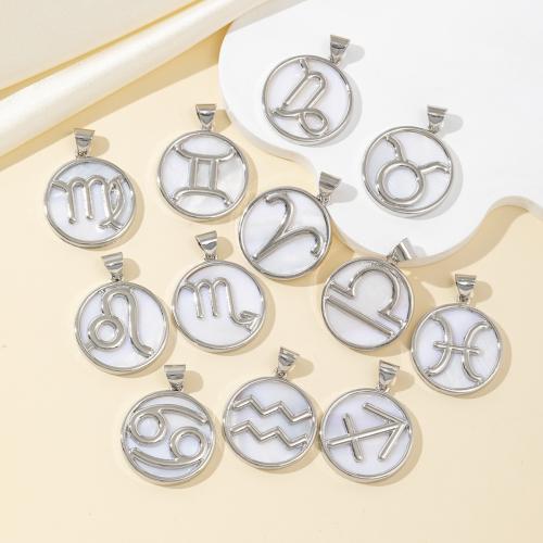 Shell Pendants Zinc Alloy with Shell 12 Signs of the Zodiac plated DIY nickel lead & cadmium free Sold By PC