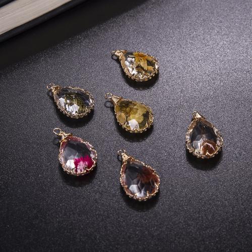 Brass Pendant with Dried Flower & Resin Teardrop plated DIY Sold By PC