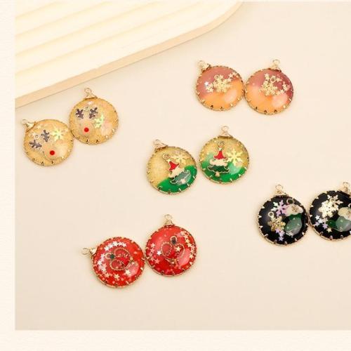 Zinc Alloy Pendant with Resin Ellipse plated DIY & epoxy gel mixed colors Sold By PC