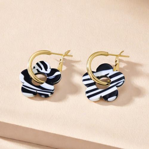 Acryl oorbellen, met Zinc Alloy, Bloem, plated, mode sieraden, meer kleuren voor de keuze, Verkocht door PC