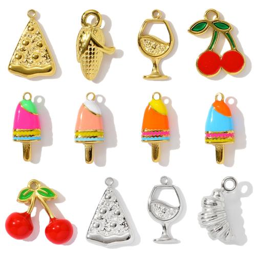 Stainless Steel Pendants 304 Stainless Steel gold color plated DIY & enamel Sold By Bag