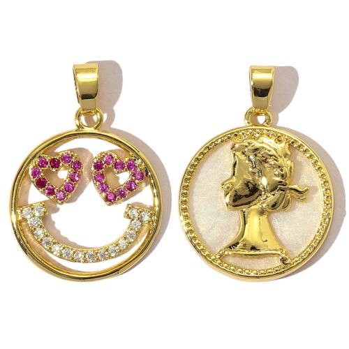Cubic Zirconia Micro Pave bronze Pingente, cobre, with resina, banhado, DIY & micro pavimento em zircônia cúbica, Mais cores pare escolha, níquel, chumbo e cádmio livre, 3PCs/Bag, vendido por Bag