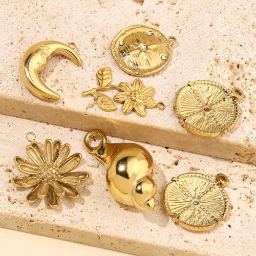 Stainless Steel Pendants 304 Stainless Steel with Plastic Pearl gold color plated DIY & with rhinestone Sold By Bag
