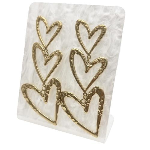 Stainless Steel Drop Earring 304 Stainless Steel Heart 18K gold plated fashion jewelry & for woman & hollow Sold By Pair