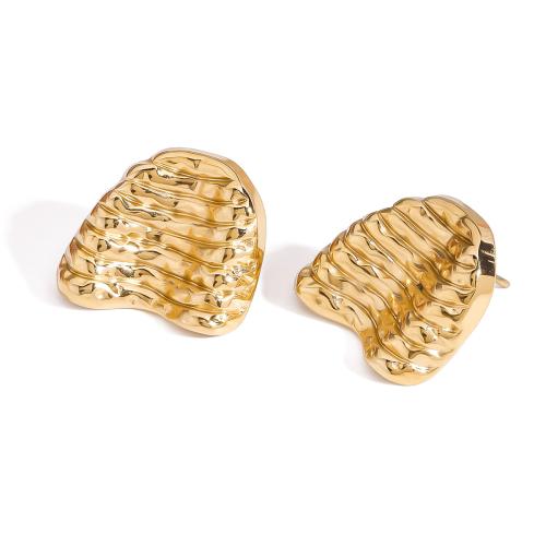 Stainless Steel Stud Earrings 304 Stainless Steel 18K gold plated fashion jewelry & for woman Sold By Pair