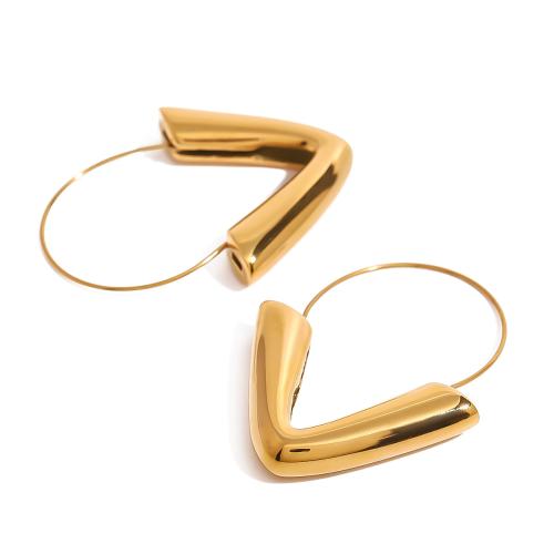 Mens Stainless Steel Hoop Earring, 304 rustfrit stål, 18K forgyldt, mode smykker & for kvinde, Solgt af par
