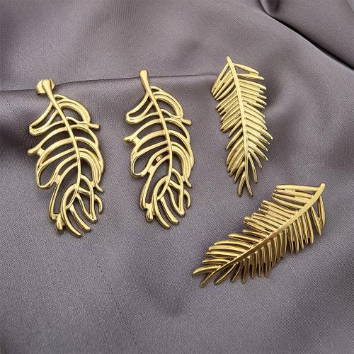 Nerezová ocel náušnice, 304 Stainless Steel, List, 18K pozlacené, módní šperky & různé styly pro výběr & pro ženy, Prodáno By Pair