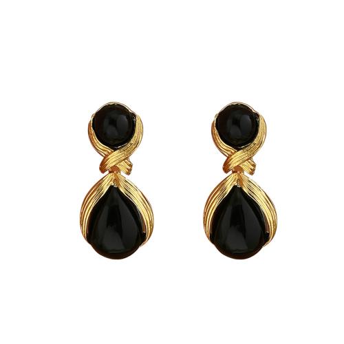 Brass Drop Earring with Plastic Pearl Teardrop fashion jewelry & for woman & hollow Sold By Pair