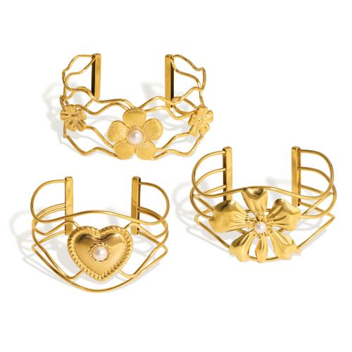 Bracelet en acier inoxydable, Acier inoxydable 304, avec perle de plastique, Placage, styles différents pour le choix & pour femme & creux, plus de couleurs à choisir, Vendu par PC