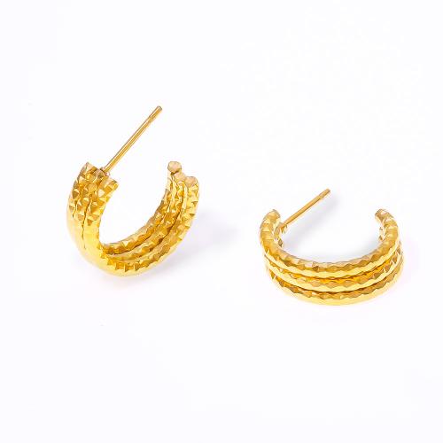 Titanium Aço Brinco, Partículas de aço, banhado, joias de moda & para mulher, dourado, vendido por par