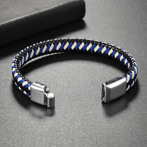 cuir PU bracelet, avec alliage de zinc, fait à la main, Vintage & unisexe, plus de couleurs à choisir, Longueur Environ 8.26 pouce, Vendu par PC