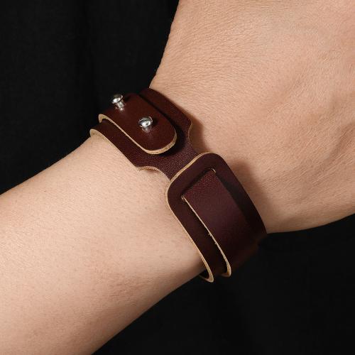 Cowhide Bracelet with Zinc Alloy handmade vintage & adjustable & for man Sold By PC