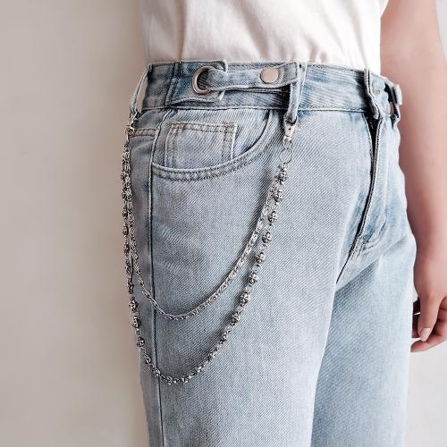 Zinc Alloy Waist Chain with Iron plated Double Layer & punk style & Unisex silver color Sold By PC
