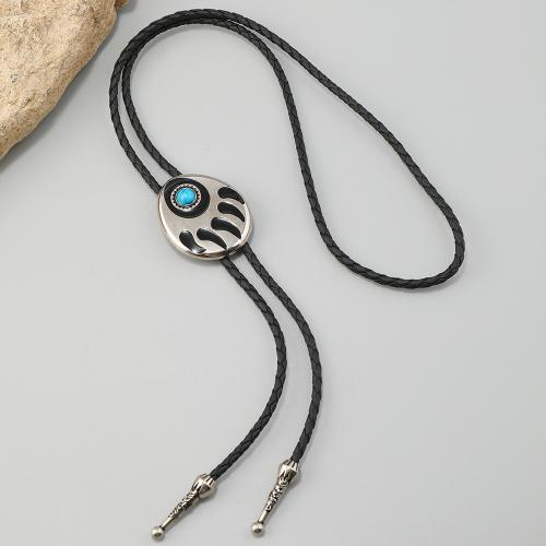 PU Leather Necklace with turquoise & Zinc Alloy handmade Bohemian style & Unisex & adjustable Sold By PC