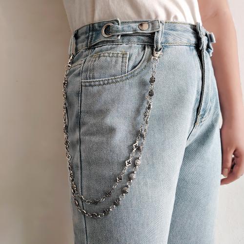 Zinc Alloy Waist Chain with Iron plated Double Layer & punk style & Unisex silver color Sold By PC