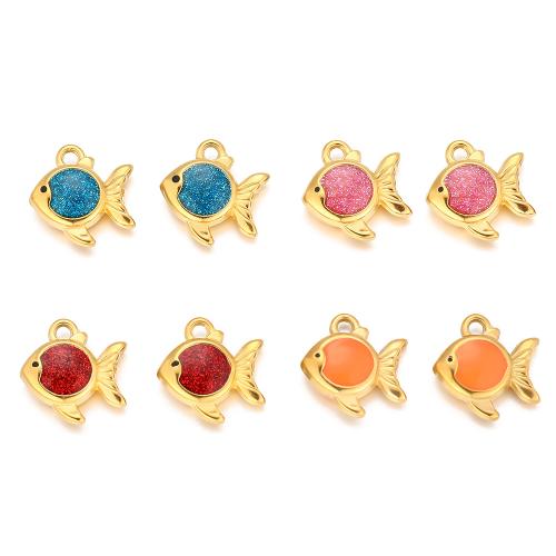Acciaio inossidabile Animal Ciondoli, 304 acciaio inox, Pesce rosso, placcato color oro, DIY & smalto, nessuno, 10PC/borsa, Venduto da borsa