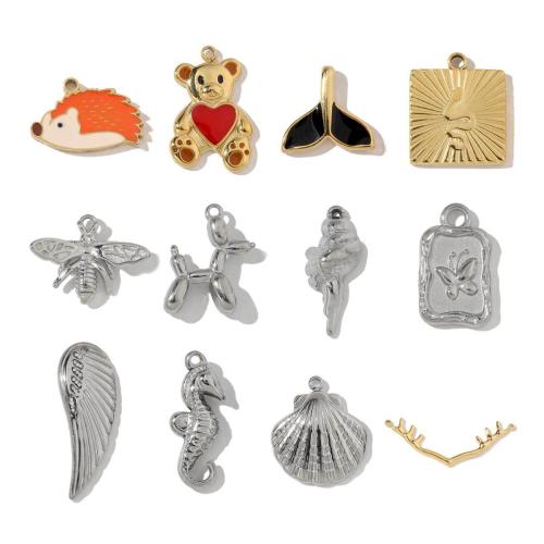 Nerezová ocel Šperky Přívěsky, 304 Stainless Steel, s Titanium ocel, DIY & smalt & double-hole, více barev na výběr, 3PC/Bag, Prodáno By Bag
