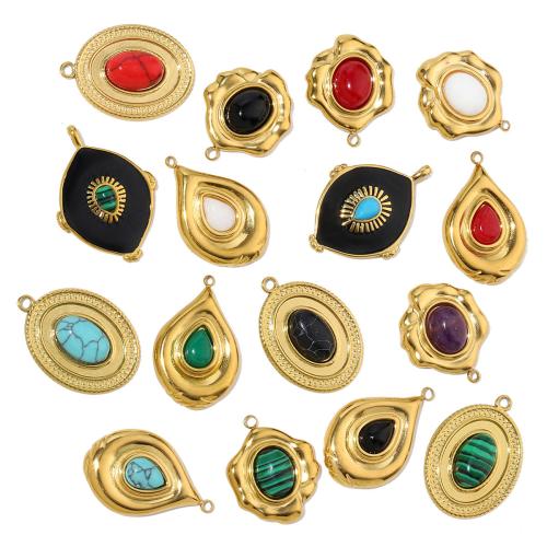 Colgantes de Acero Inoxidable, acero inoxidable 304, con Piedra natural, chapado en color dorado, Bricolaje, más colores para la opción, 3PCs/Bolsa, Vendido por Bolsa