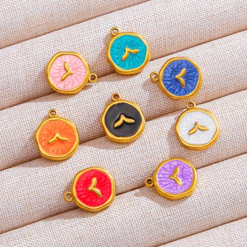 Stainless Steel Pendants 304 Stainless Steel gold color plated DIY & enamel Sold By Bag