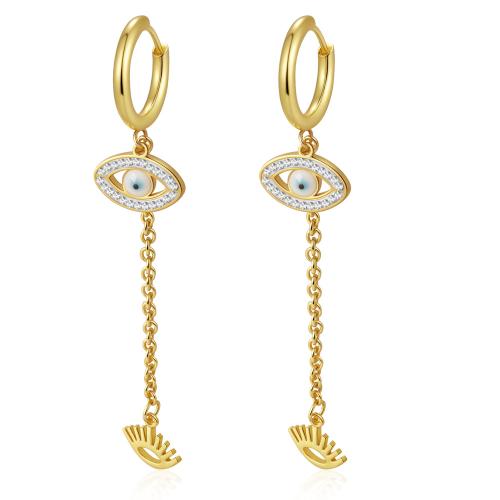 Fashion Fringe Earrings 304 Stainless Steel plated & for woman & enamel & with rhinestone Sold By Pair