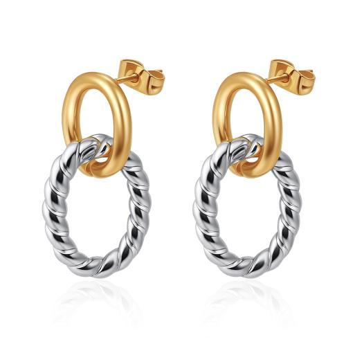 Stainless Steel Stud Øreringe, 304 rustfrit stål, forgyldt, forskellige stilarter for valg & for kvinde & to tone, Solgt af par