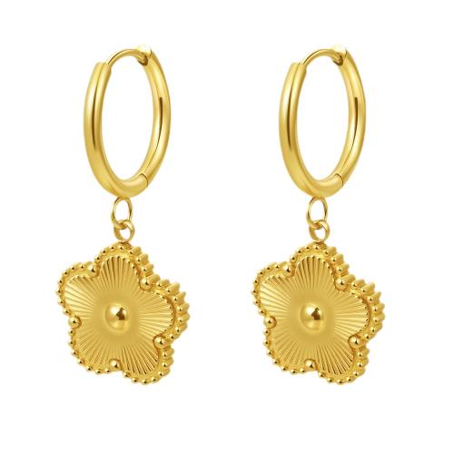 Orecchino di goccia in acciaio inox, 304 acciaio inox, Fiore, placcato, gioielli di moda & per la donna, nessuno, Venduto da coppia