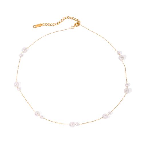Set di gioielli in acciaio inox, 304 acciaio inox, with perla in plastica, Placcato oro 18K, gioielli di moda & stili diversi per la scelta & per la donna, Venduto da PC