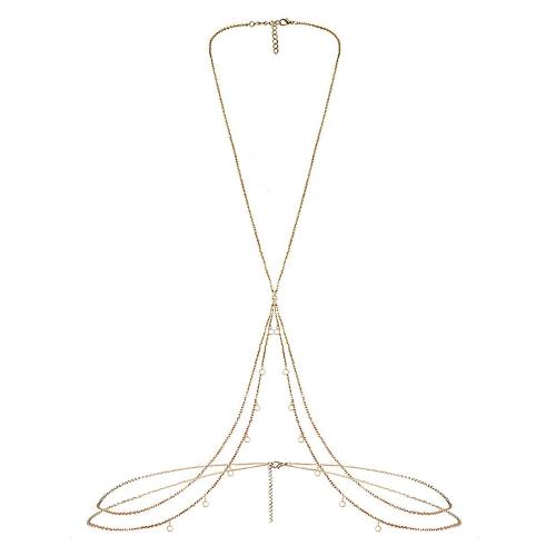 Body Chain Sieraden, 304 roestvrij staal, met Kristal, plated, mode sieraden & voor vrouw, meer kleuren voor de keuze, Verkocht door PC