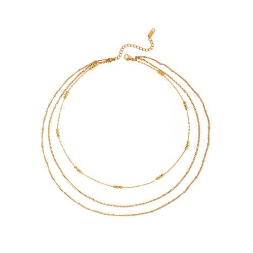 Stainless Steel Jewelry Necklace 304 Stainless Steel 18K gold plated three layers & fashion jewelry & for woman Sold By PC