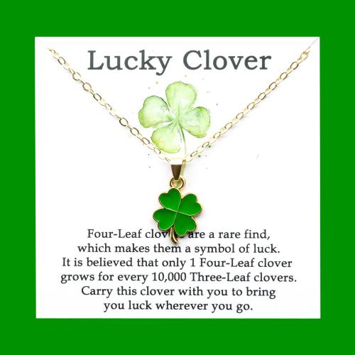 Zinc Alloy Jewelry Necklace Four Leaf Clover fashion jewelry & for woman & enamel & with rhinestone Sold By PC