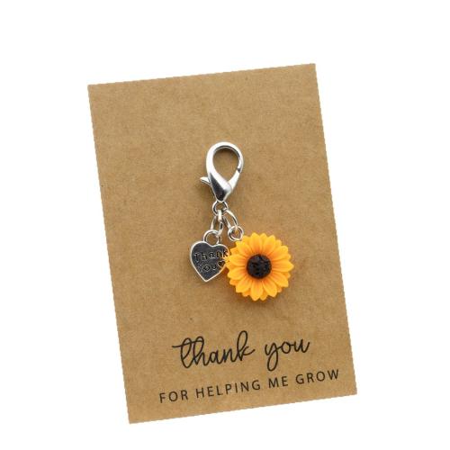 Zinc Alloy Key Clasp with Resin Sunflower Unisex Sold By PC