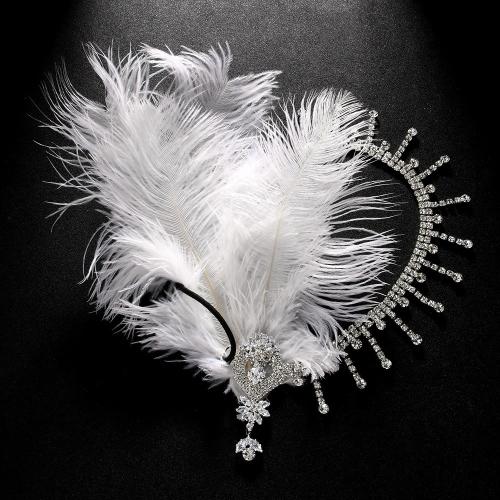 Headband Copper Alloy with Fiber fashion jewelry & for woman & with rhinestone silver color Sold By PC