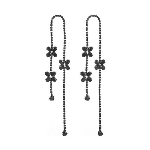 Brass Drop Earring fashion jewelry & for woman & with rhinestone Sold By Pair
