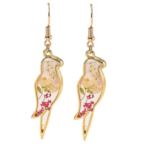 Zinc Alloy Drop Earring, met Gedroogde bloem & Hars, Vogel, mode sieraden & voor vrouw & epoxy sticker, meer kleuren voor de keuze, Verkocht door pair