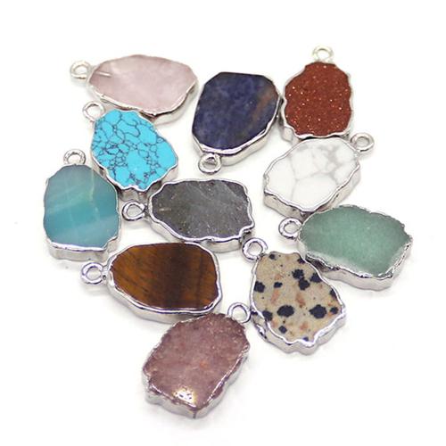 Gemstone Pendants Jewelry with 304 Stainless Steel irregular plated DIY Sold By PC
