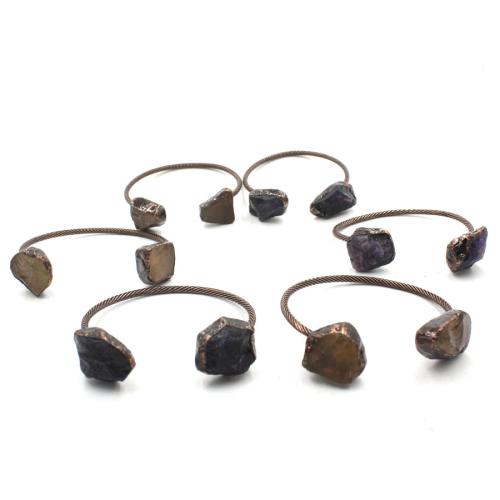 Zinc Alloy Bangle Smykker, med Ædelsten, forgyldt, mode smykker, flere farver til valg, 65mm, Solgt af PC