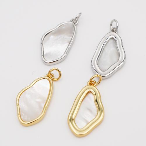 Colgantes de la joyería de cobre amarillo, metal, con Nácar, chapado, Bricolaje, más colores para la opción, libre de níquel, plomo & cadmio, 22x13mm, Vendido por UD