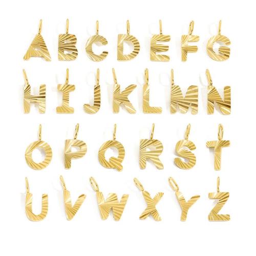 Stainless Steel Vedhæng Letter, 304 rustfrit stål, Alfabet bogstav, forgyldt, du kan DIY & forskellige stilarter for valg, 10mm, Solgt af PC