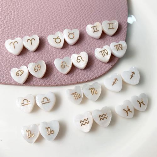 Natural Freshwater Shell Beads 12 Signs of the Zodiac epoxy gel 12 pieces & DIY 8mm Sold By Set