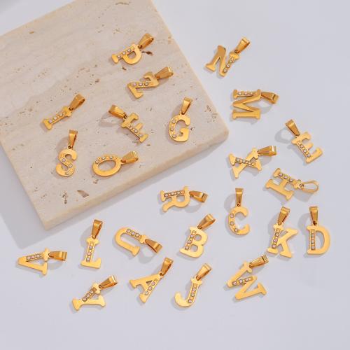 Cruach dhosmálta pendants Litir, 316L Cruach dhosmálta, dath an óir plated, DIY & micrea réiteach zirconia ciúbach, dathanna níos mó le haghaidh rogha, Díolta De réir PC