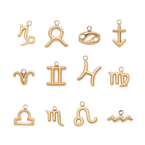 Stainless Steel Constellation Pendant 304 Stainless Steel 12 Signs of the Zodiac gold color plated DIY Sold By PC