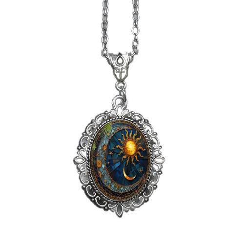 Zinc Alloy Jewelry Necklace with Glass plated vintage & fashion jewelry mixed colors Sold By PC