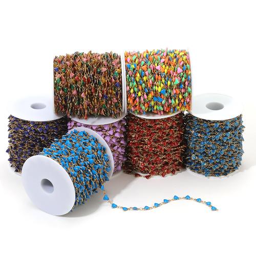Rostfritt stål Ball Chain, 304 rostfritt stål, guldfärg pläterade, dubbelsidig emalj & DIY, fler färger för val, 1m/Bag, Säljs av Bag