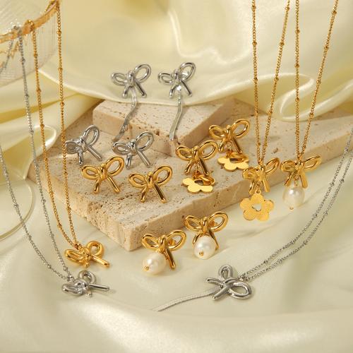 Seiteanna Jewelry Cruach dhosmálta, 304 Cruach dhosmálta, Bowknot, plátáilte, jewelry faisin & stíleanna éagsúla do rogha & do bhean, dathanna níos mó le haghaidh rogha, Díolta De réir PC